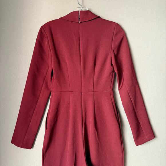 Express sz 00 Burgundy red deep plunge‎ party jumpsuit - Picture 9 of 11